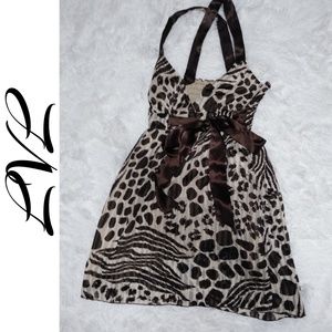 Cat animal print crisscross tunic top shirt